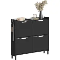 SoBuy Schoenenkast Zwart 4 deuren 97x46x93 cm