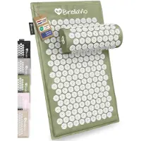 BrellaVio Spijkermat Set met Spijkerkussen - Groen - 74x44 cm - Acupressuur Mat - Spijkerbed - Acupunctuur Kussen - Shakti Massage