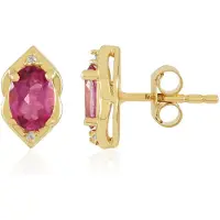 Cavill - Oorbellen 925 Sterling Zilver - 1,709 ct Roze Topaas & Zirkonen - Goud Vermeil - Ovaal Geslepen Edelsteen - Luxe Elegante Sieraden