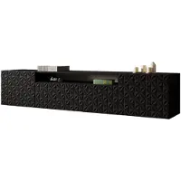 MargaretHadas24 TV-kast Cali, woonwand, lowboard, tv-standaard, woonwand, woonkamer, tv-meubel, woonkamermeubels, televisie, highboard, TV-kast, tv-lowboard, 200 cm, 3 deuren, zwart