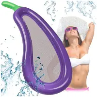 Ikonka Opblaasbare Waterhangmat XXL - Drijvend Luchtbed met Net - Zwemmatras voor Zwembad en Strand - Water Lounger met Hoofdkussen - Pool Float Stoel - Aubergine - Max 80 kg
