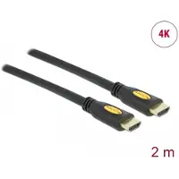 DeLOCK 82583 HDMI-kabel HDMI Aansluitkabel HDMI-A-stekker 2 m Zwart Verdraaid, Vergulde steekcontacten, Afgeschermd (drievoudig), 4K UHD