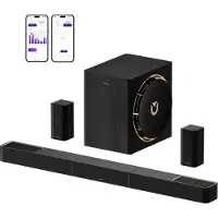 Ultimea Skywave X60, 7.1.4 Draadloos Surround Sound Systeem, Soundbar voor TV, met 8" Draadloze Subwoofer, Soundbar dolby atmos, 840W, Zwart