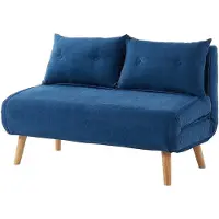 Vente-unique Tweezitsslaapbank in stof VALERIO - Blauw