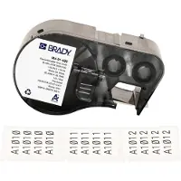 Brady M4-91-498 herpositioneerbare vinylweefsel labels zwart op wit 25,40 mm x 38,10 mm (origineel)