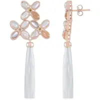 Cavill - Zilveren Oorbellen met Witte Chalcedoon - Roségoud Verguld 925 Sterling Zilver - 23,7 ct Edelstenen - Elegante Oorbellen Dames - Handgemaakt