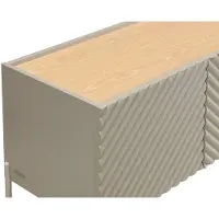 Vente-unique Tv-meubel met 3 deuren en 2 vakken met leds van MDF en getint gehard glas - Beige en licht naturel - TASIBA