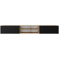 MargaretHadas24 Margaret Hadas24 TV-kast Leo IV, tv-meubel, laag tv-meubel, 300 cm, hangend, modern design, voor de woonkamer, wandmontage, tv-meubel, zwart