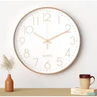 Famanu - Wandklok, 30 cm, moderne stille wandklok, stil kwartsuurwerk (goud)