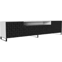 MargaretHadas24 TV-kast Cali III, TV-meubel, 200 cm. Deurtjes met een gegraveerde voorkant, vergelijkbaar met een caleidoscoop. Modern design, met drie deuren. Geschikt voor de woonkamer. (Kleur: wit, zwart)
