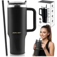Berdsen - Vacuum Thermoskan met Rietje - 1180 ml - Zwart - BPA Vrij