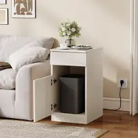 STILVORA Nachtkastje - Met Ladefunctie En Lade - Voor Slaapkamer En Logeerkamer - MDF - 33x40x61,5 Cm - Wit
