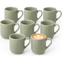 Secret De Gourmet koffie mok Memphis - 8x stuks - groen - 300 ml - drink mokken - keramiek - met stijlvol motief