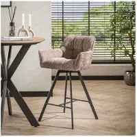 Meubelplaats Barstoel raster draaibaar - Hoven champagne - barstoelen set van 2