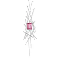 Cavill - Zilveren Hanger met 2,66 ct Roze Topaas - 925 Sterling Zilver - Platina Afwerking - Achthoekige Braziliaanse Roset - Elegant & Modern Sieraad
