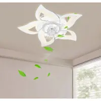 No Slimme Plafondventilator met LED Lamp - 50W Energiezuinige Plafondlamp - Bediening via Afstandsbediening én App - Met Instelbare Windsnelheden-Wit
