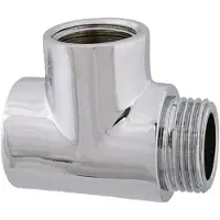 Schlosser JS Messing T-stuk, DN15, 1/2'', buitendraad x binnendraad x binnendraad, messing verchroomd, 0018461550001