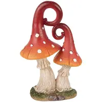 Clayre & Eef Beeld Paddenstoel Rood Kunststof Herfst decoratie