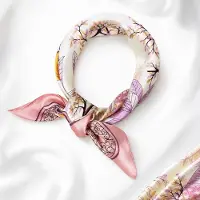 VHV - Sjaal - Zijden sjaal dames - Vierkante halsdoek - Grafische print - Voor zakelijke outfit en dagelijks gebruik