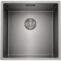 Pure.Sink Comfort PVD Gun metal spoelbak 40x40 cm 10mm radius onderbouw, vlakbouw en opbouw PCM4040-61