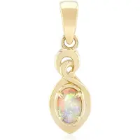 Cavill - Gouden Hanger 375 Geelgoud - 0,31 ct Lightning Ridge Zwarte Opaal - Ovaal Cabochon Edelsteen - Elegante Australische Opaal Sieraden