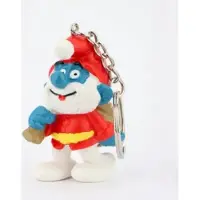Schleich De smurfen - speelfiguurtje - grote smurf als kerstman - sleutelhanger - 5 cm -