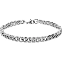 Lucardi - Heren Stainless steel herenarmband gourmetschakel - Armband - Staal - Zilverkleurig - 19 cm