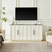 STILVORA Dressoir - Boogfront Met 4 Deuren En Softclose - Opbergkast Voor Woonkamer En Eetkamer - MDF - 160x40x80 Cm - Wit;Zwart