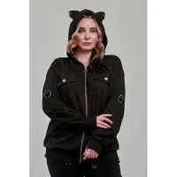 Banned Alternative - Rockabilly Trui met capuchon - NEO NOIR HOODIE - XS tot 3XL - voor Vrouwen - zwart | Maat L