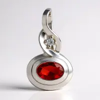 Cavill - 925 Sterling Zilver Hanger - AAA Mexicaanse Vuur Opal Ovaal 0,247 ct - Tanzanian Zirkoon 0,019 ct - Gerhodineerd, Tijdloos Elegant Sieraad