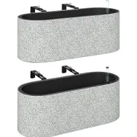 4Goodz 2-delige set balkonplantenbak met afvoersysteem 42x16x15 cm -