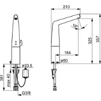 Hansa HANSADESIGNO elektronische wastafelkraan XL 6V, chroom