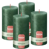 Bolsius - Rustieke kaars Shimmer - 4 Stuks - Metallic Groen - 13cm - 60 Branduren
