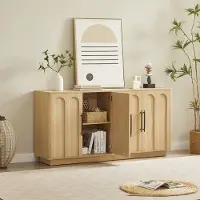 STILVORA Dressoir - Boogfront Met 4 Deuren En Softclose - Opbergkast Voor Woonkamer En Slaapkamer - MDF - 160x40x80 Cm - Eiken