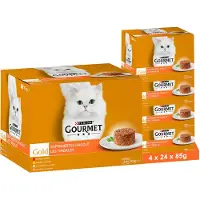 Gourmet Gold Verfijnde ragout kattenvoer nat vleesvariatie (4 x 24 x 85g)