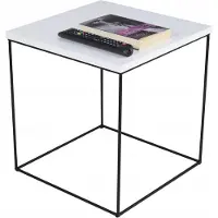 FutuStal Koffietafel, vierkant, van metaal, 40x40x43 cm, Loft-stijl, zwart en wit glanzend