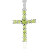 Cavill - Hanger 925 Sterling Zilver Geplatineerd - Peridoot Rond Geslepen 1,484 ct - Elegante Groene Edelsteen - Hoogwaardige Peridoot Sieraad