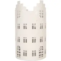 Clayre & Eef Waxinelichthouder Huis Ø 13x23 cm Wit Metaal
