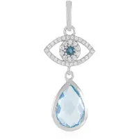 Cavill - Elegante 925 Sterling Zilver Hanger - Hemelsblauwe Topaas 3,428ct en London Blauwe Topaas 0,103ct - Sprankelende Zirkonia - Dames Sieraad