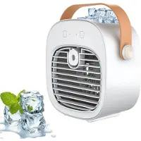 VHV - Luchtkoeler - Mini airco - Mobiele luchtkoeler - Tafelventilator - Draagbaar - Met watertank - Voor bureau en slaapkamer - Thuis en kantoor - Wit