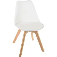 Atmosphera Baya Stoel - Wit - Scandinavisch Design - Beukenhouten Poten