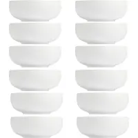Vessia Kommetjes / serveer schaaltjes Poitiers - 12x - porselein - 18 x 7 cm - wit - Stapelbaar - 1200 ml - soepkommen - schalen - keuken
