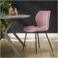 Meubelplaats Eetkamerstoel Justin Velvet - Roze | - eetkamerstoelen set van 4