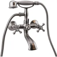 Aquanello Heritage Ascot Klassieke Opbouw Badkraan met Sterknoppen RVS inclusief Handdouche NB-3002-HA