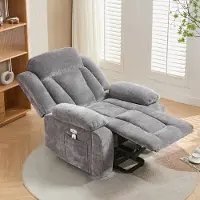 HAUSS SPOLE Relaxstoel 95x94x107 Cm - Elektrisch Met Massage En Lendenverwarming - Met Sta Op Functie, USB En Opbergvak - Stof Grijs