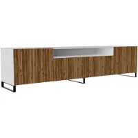 MargaretHadas24 TV-kast Mio III, wandmeubel, lowboard, tv-standaard, wandmeubel, woonkamer, tv-meubel, woonkamermeubilair, televisie, highboard, TV-kast, tv-lowboard, 200 cm, 3 deuren, wit, bruin