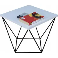 FutuStal Koffietafel, metalen, vierkant, industriële stijl, zwart + wit, glanzend
