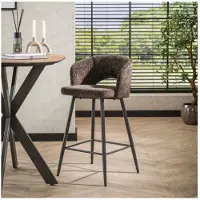 Meubelplaats Barstoel boucle salon. VPE2 - Tissee cargo bruin - barstoelen set van 2
