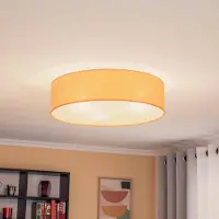 Euluna Plafondlamp Roller, dimbaar, geel / oranje, Woon-/ Eetkamer, Textiel / Stof / Zijde, Modern, plafondlamp