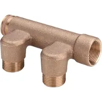 Viega Sanitair installatiemateriaal, Sanfix fordeler 3/4" 3 afgange, af rødgods Indvendig / udvendig gevind